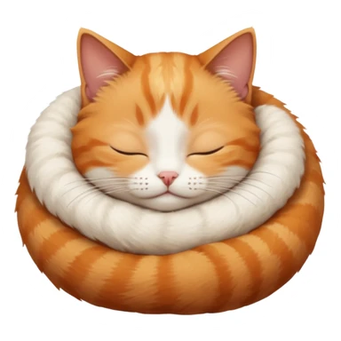 ginger and white small cat curled up with head upside down with eyes closed sticker