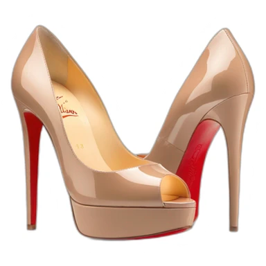 Louboutin nude patent Leather Lady Peep Toe Platform sticker