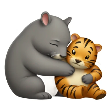 Tiger hugging wombat sticker