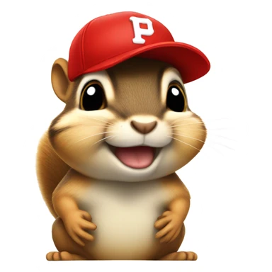 Chipmunk with red baseball cap sticker