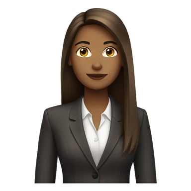 business woman long straight brown hair sticker