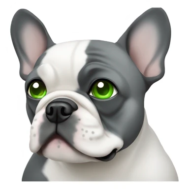 grey french bulldog with green eyes sticker