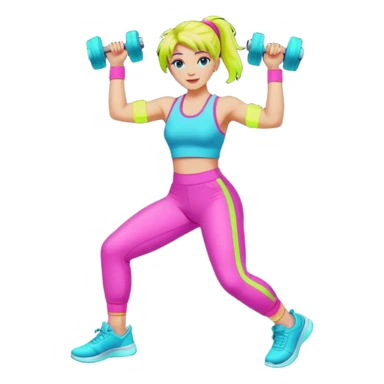 glow 80's work out sticker
