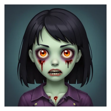 zombie girl with dark black hair and a bang emoji  sticker