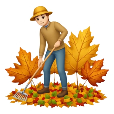 leaf raking sticker