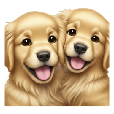 Puppy golden retriever playing with a puppy golden retriever sticker
