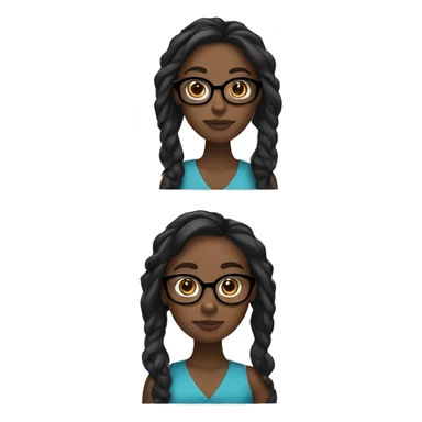 Black girl with a side part long hair and glasses sticker