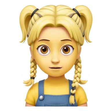 yellow minion character with girl hair, pigtails sticker