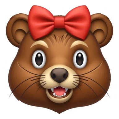 add a bow on the head of one beaver  sticker