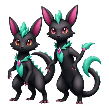 Shiny Dark Edgy Gothic Gloomy Futuristic Salandit-Umbreon-Shaymin-Delcatty-Hybrid (Full body) sticker