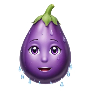 Eggplant holding back tears sticker