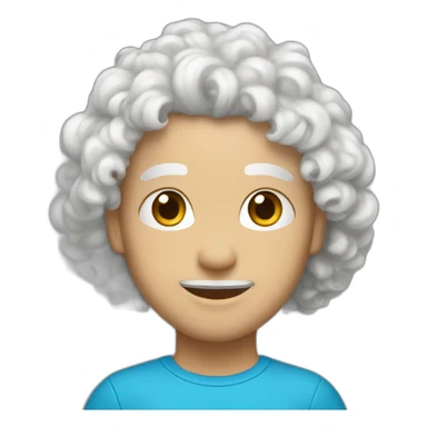 a white pepole white curly hair and atletics face sticker