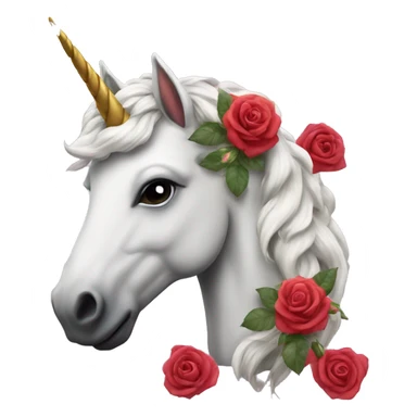 Realistic unicorn with roses in its mane sticker