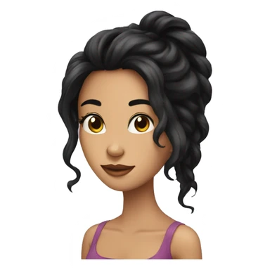 Beautiful woman with long black hair and ayes big and black sticker