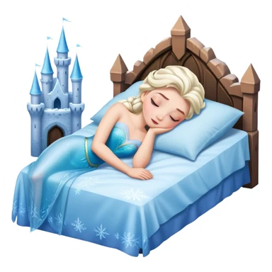 Elsa sleeping in a frozen castle in her bed  sticker