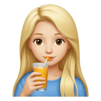 Girl with long blonde hair drinking a drink sticker