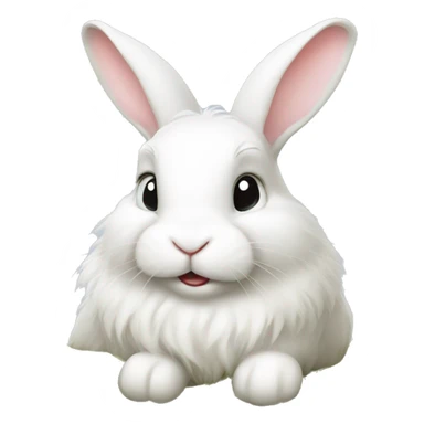 Fluffy white rabbit eating hay  sticker
