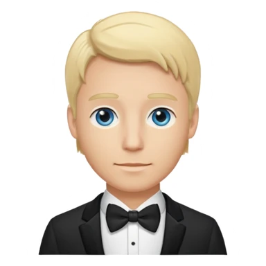 groom with blond hair and blue eyes wearing a tux sticker