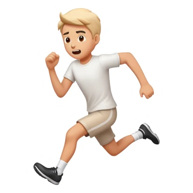 Character running for their life with panic expression, motion lines behind sticker