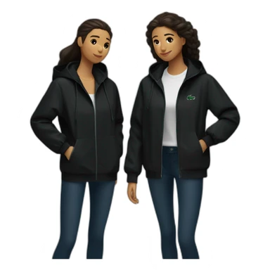 Lacoste latin two friends woman with black windbreaker sticker