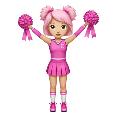 give me a full-length cheerleader in pink with pink pom poms and a breast cancer ribbon on the top sticker