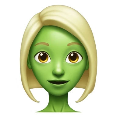 a green alien woman full body,blonde sticker