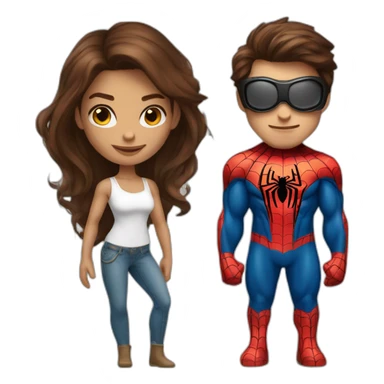 Spiderman femme brune avec Spiderman homme sticker
