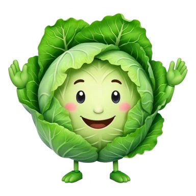 A cartoon cabbage with hands drawing with crayons sticker