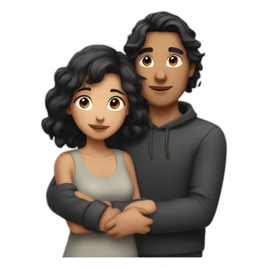 A Guy and a girl with black hair cuddling sticker