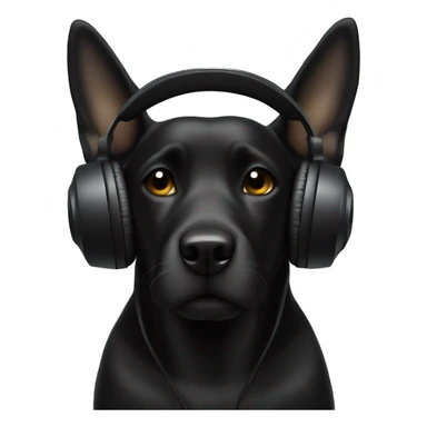 black dog in a black headphones sticker