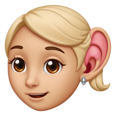 Pierced ear emoji with flirty expression sticker