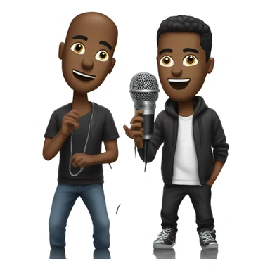 3 guys rapping on microphone sticker