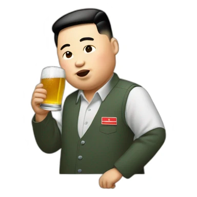 kim jung un drinking beer sticker