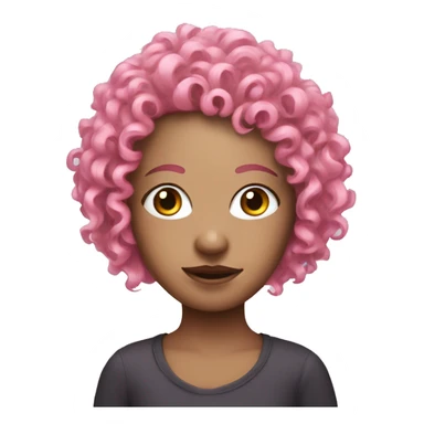 Pink curly hair girl with a mask on her face sticker