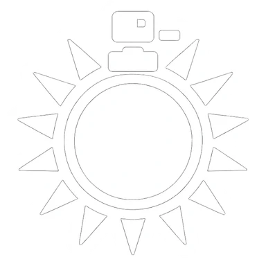 white Vector minimalistic and elegant icon of sun shaped perfume black solid background, filled inside (inspire this refrence icon),  sticker