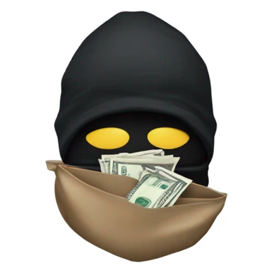 A robber holding a money bag sticker
