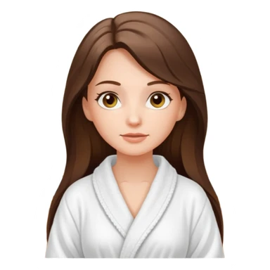 white long brunette hair girl with hazel eyes in a bathrobe  at the spa sticker