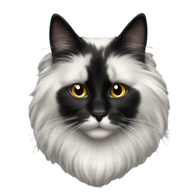 black cat domestic long-haired with white on the mouth sticker