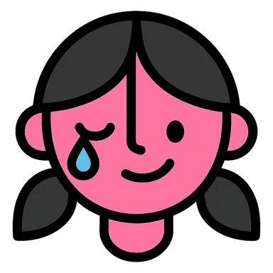 pembe ağlayan ve gülen, siyah saçlı kız sticker