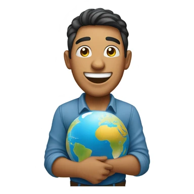 Happy Latino with the world in his hands sticker