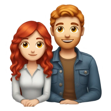Red hair girl sitting on brunette boyfriend’s lap sticker