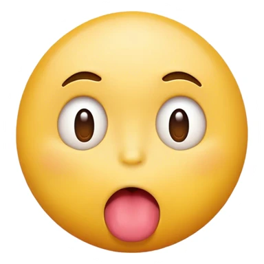 Round yellow emoji face with a bored expression, downturned mouth and tongue poking out sticker