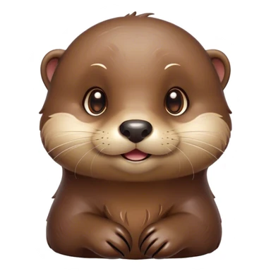 Cinematic Cute Otter Portrait Emoji, Head tilted playfully and inquisitively, featuring a glossy, streamlined brown Fur with a cute, twitching nose and round, sparkling eyes filled with curiosity, Simplified yet irresistibly adorable features, highly detailed, glowing with a warm, friendly glow, high shine, affectionate and sprightly, stylized with a touch of aquatic whimsy, bright and endearing, soft glowing outline, capturing the essence of a mischievous yet loving otter, so playful it feels like it could splash out of the screen and into your arms! sticker