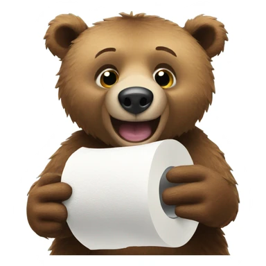 bear with toilet paper sticker