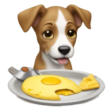 Puppy eating omelet sticker