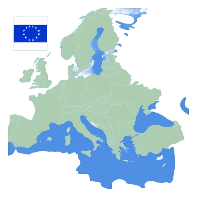 create a map of the schengen space with all the countries that are part in blue without the UK sticker