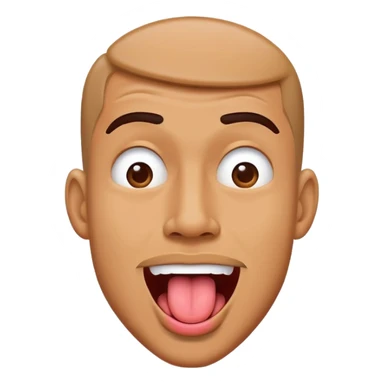 A man with tongue out shaking head side to side sticker