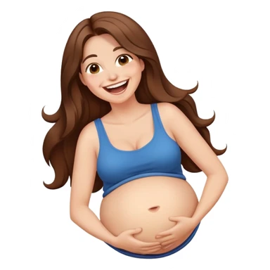 Long brown hair woman laughing so hard that she’s holding her belly sticker