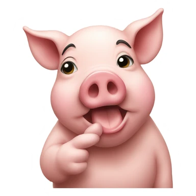 Pig blowing a kiss and a peace sign sticker