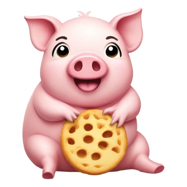 A piggy eating so much sticker